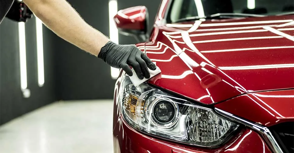 Vemos uma pessoa limpando o carro, um dos cuidados diários para deixá-lo em ordem.